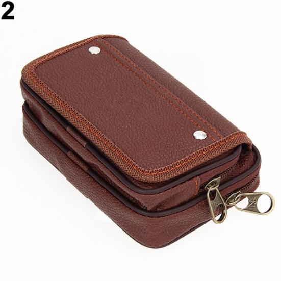 Cartera de piel sintética para hombre, tarjetero para teléfono, monedero informal con cinturón colgante