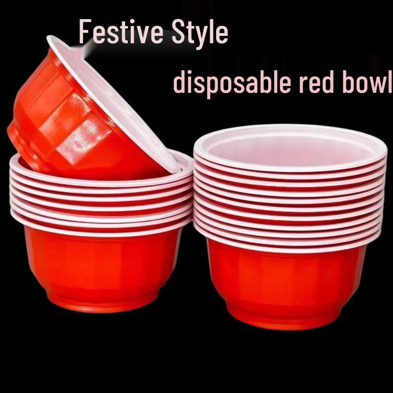 Ally Festive Red Disposable Plastic Bowls