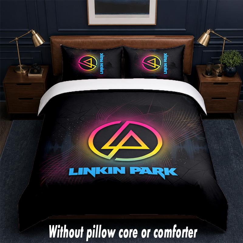 Linkin Park Design Bed Bedding Set 1 Duvet Cover + 2 Pillowcases Soft Breathable Household Bed Linens