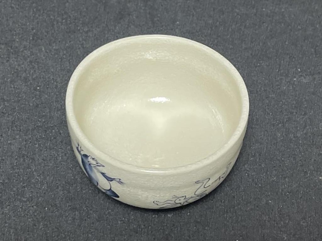Matcha Choju Jinbutsu Giga Mino Ware Made In Japan Ale-net Bowl, White, Design, Small, Ceramic,