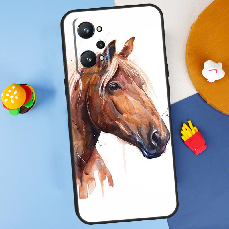 Horse Pony Painted For Realme 11 10 12 13 14 Pro Plus GT 5 6 6T GT7 Pro C61 C53 C51 C21Y C25S C55 C67 C75 Case