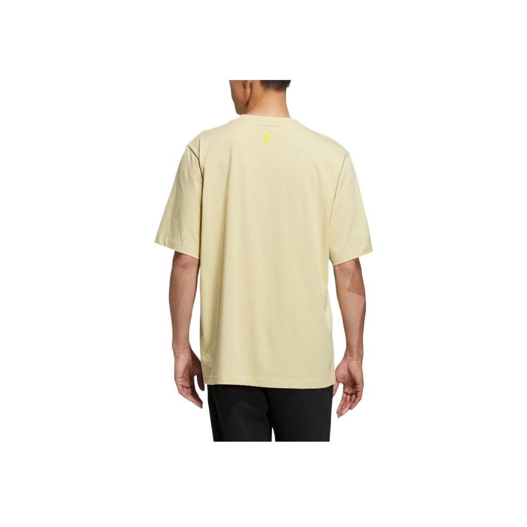 Adidas Neo Solid Color Letter Print Casual Crew Neck T-Shirt Unisex Tops Yellow HS8841