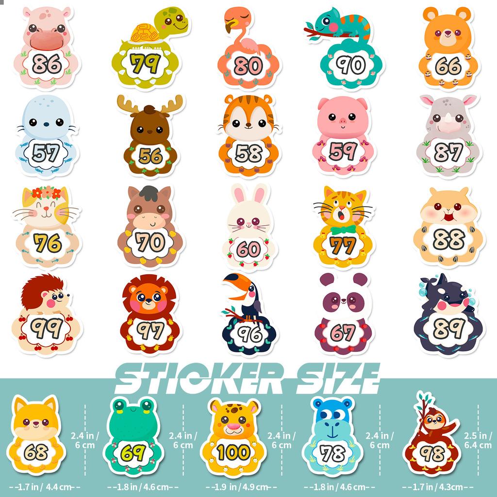 50 Early Childhood Animal Digital Enlightenment Stickers for Babies and Kindergarten Students Enlightenment Cognition Digital Stickers