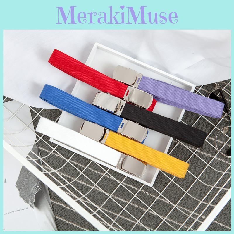 Color Solid Simple Women Casual Canvas Belt With Metal Buckle For Daily Use