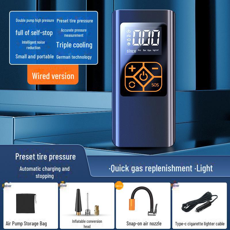 Wireless Portable Rechargeable Car Tire Air Pump with Digital Display