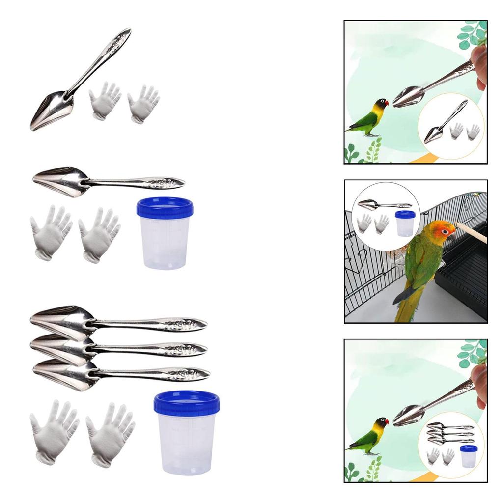 Vogelvoederlepel Draagbare Metalen Papegaai Voeder Schep Gemakkelijke Greep Duurzaam Handgereedschap voor Kleine Vogel Kooien Accessoires