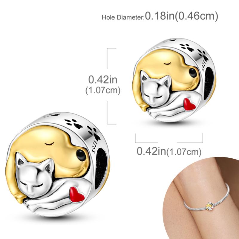 New Copper Plated Cute Dog Pets Charms Beads Fit Original Bracelet Charms Diy For Women Pendant Beads Jewelry Gift
