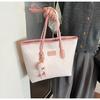 Textured Faux Leather Tote Bag for Women, Spacious Handheld Shoulder Handbag, Stylish Commute Work Bag with Zipper Closure KTB