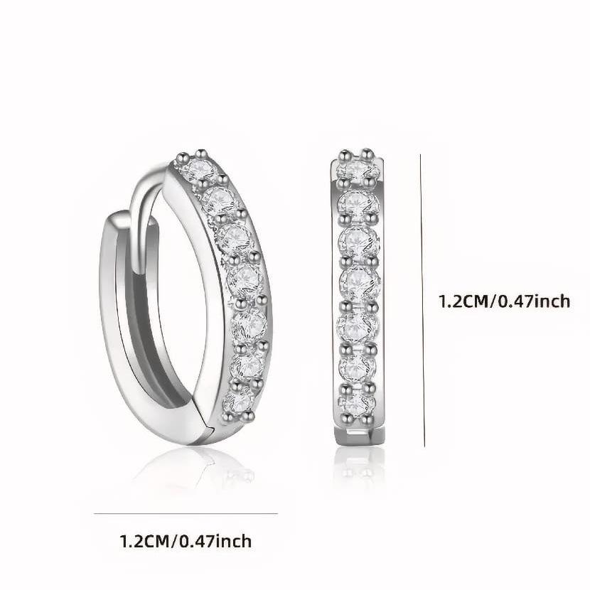 925 Silver Rhinestone Hoop Earrings for Women Exquisite Round Circle Earrings Minimalism Daily Wearing Fashion Jewelry