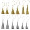 30pcs Gold Silver Color Tassels Polyester Silk Fringes with Cord Loop For DIY Handmade Bookmark Keychain Jewelry Decor Materials