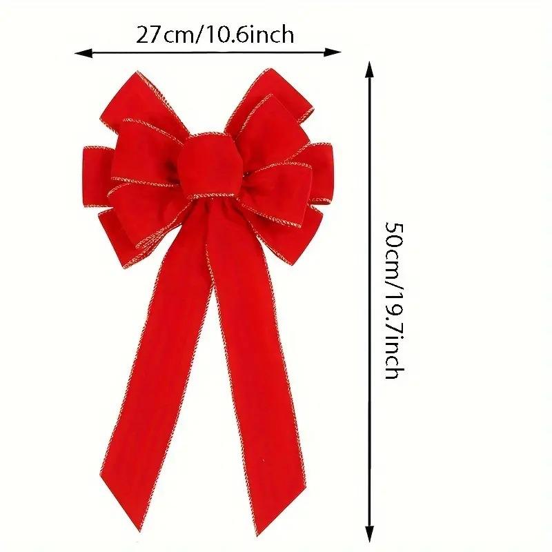1pc, Red Christmas Bow Outdoor Decoration, Santa Hat Bow, Velvet Garland Bow for Front Door Decor, Room Decoration Party Decoration Christmas Ornament