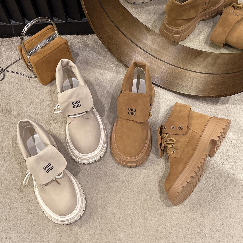 Large Size Women's Shoes 41 To 43 Yards Wide Fat Feet Martin Boots Women Flip Two Wear Motorcycle Boots Retro Casual Big Yellow Boots 42