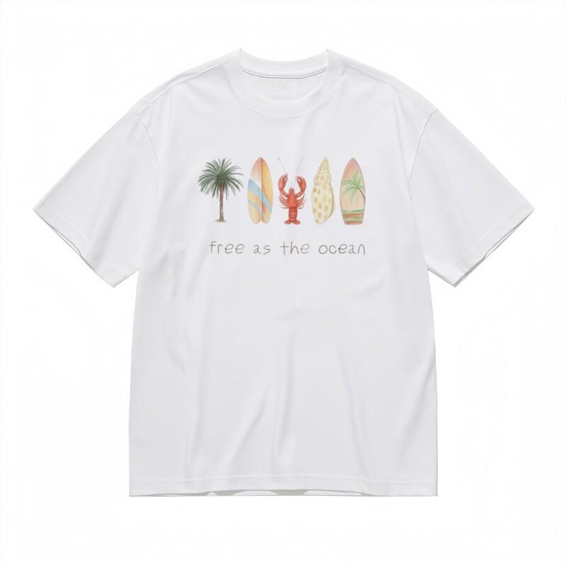 Breathable Trend Classic T-Shirt Coastal Vibes Lobster Shell Design Tee XXXL