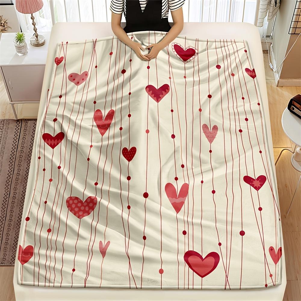 1 Plush Valentine s Day Throw Blanket with Tassels and Heart Pattern, Cozy Throw Blanket, Perfect Valentine s Day Gift. 100x150cm