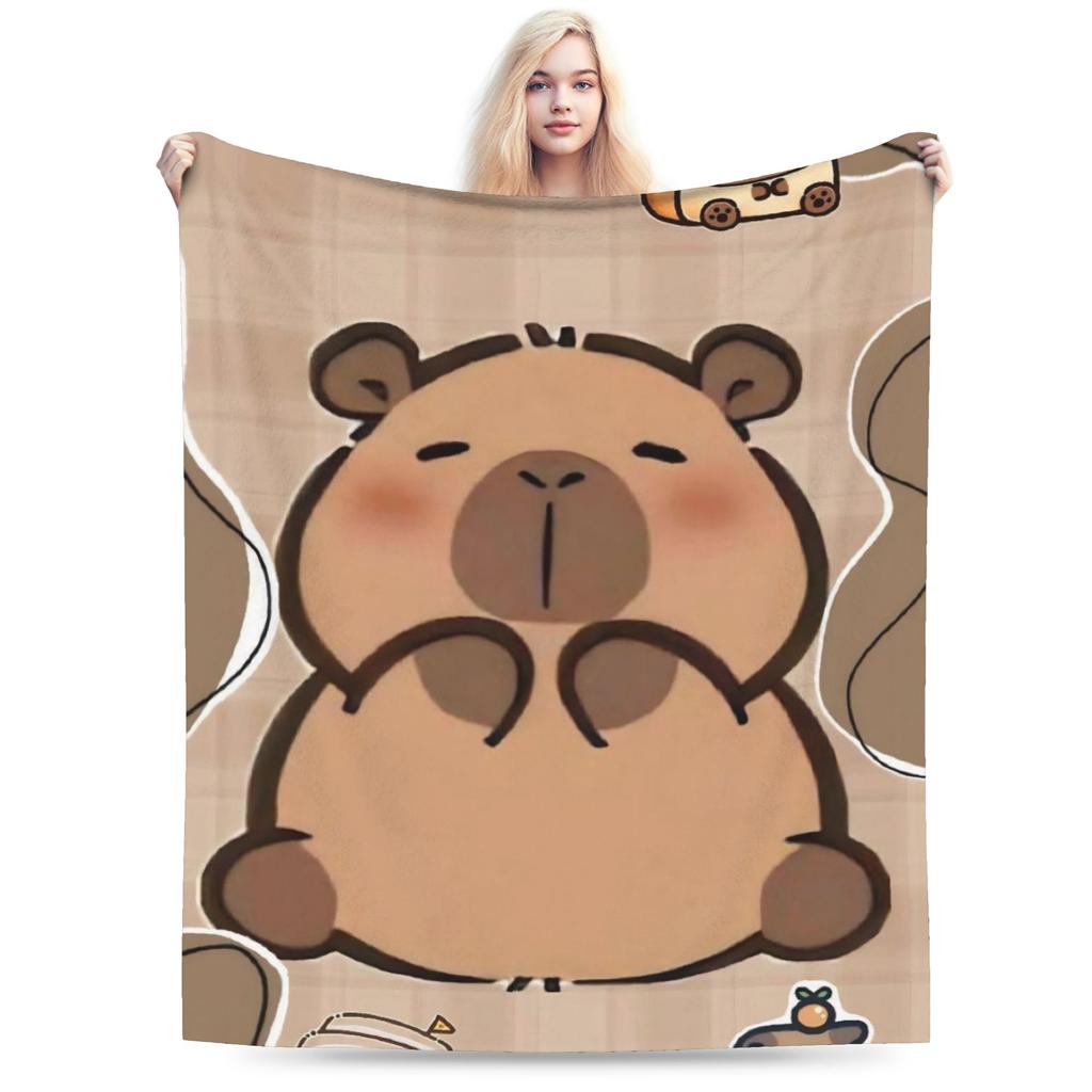 Capybara  Blankets  Warm Soft Street Trend Plush Throw Blanket For Kids Home Decor Flannel Bedspread Bed Cover