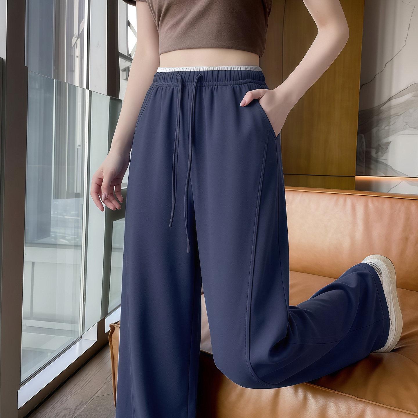 

Women s Spring/Summer 2026 Sports Banana Scythe Wide-Leg Pants – New Style Trend 4XL темно-синий