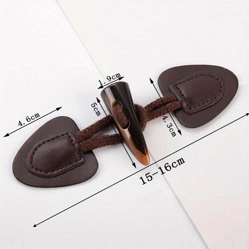 4 Pairs PU Leather Horn Buckle Toggle Button Fastener for Coat Jacket Duffle DIY Handmade Craft Sew On Clothing Sewing Decoration