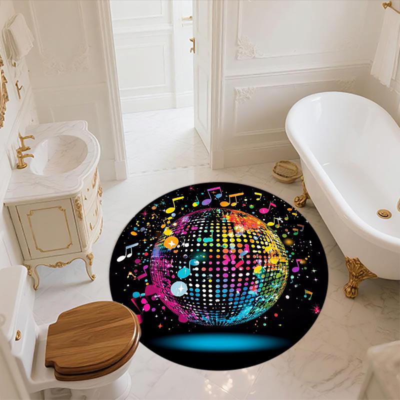 Musical Notes pattern round rug,Carpet Rug for Living Room Bedroom Sofa Playroom Decor,Non-slip Floor Mat,Holiday Gifts and Birthday Gifts.
