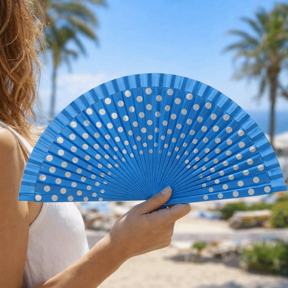 Vintage Flamenco Spanish Folding Fan Wood Handle Decorative Fan Dancing Fan Filming Props