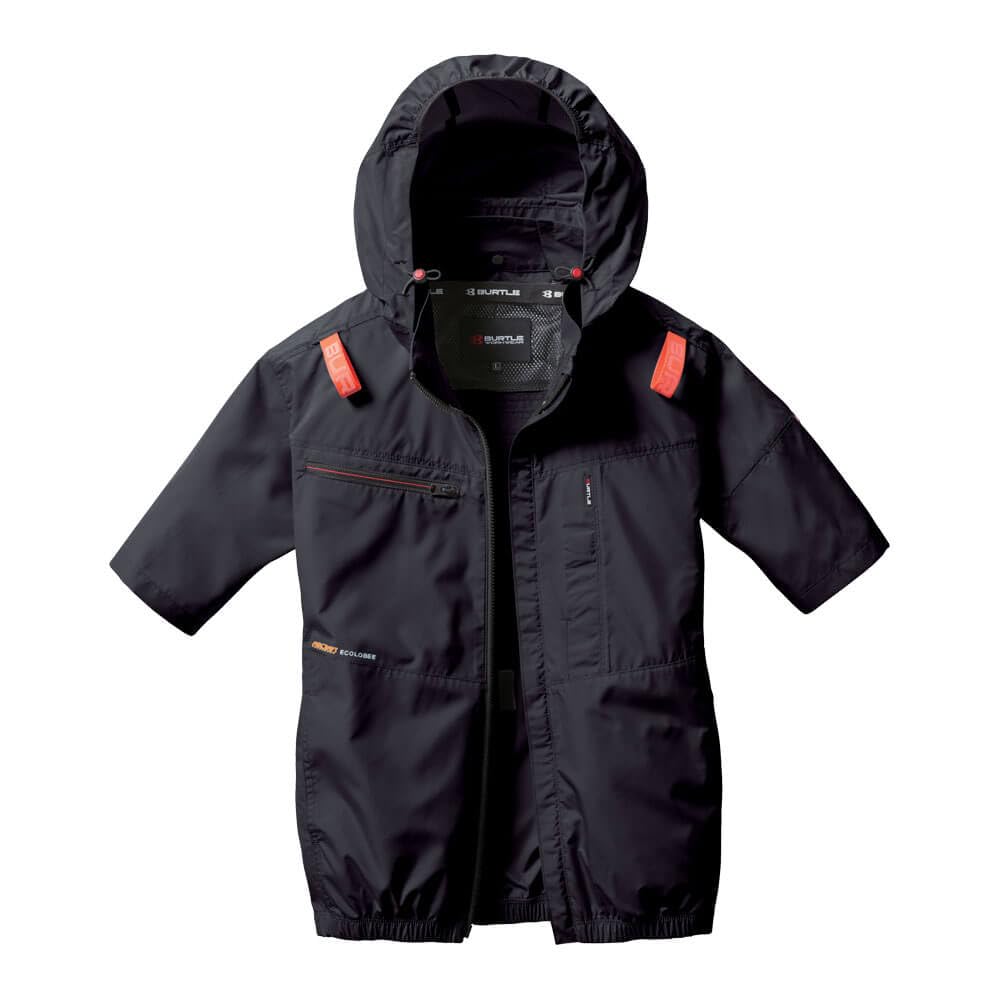 BURTLE AC2056 Air Craft Air Conditioning Wear Short Sleeve Blouson (Jacket Only) (JP, Alphabet, Medium, Standard, Black)