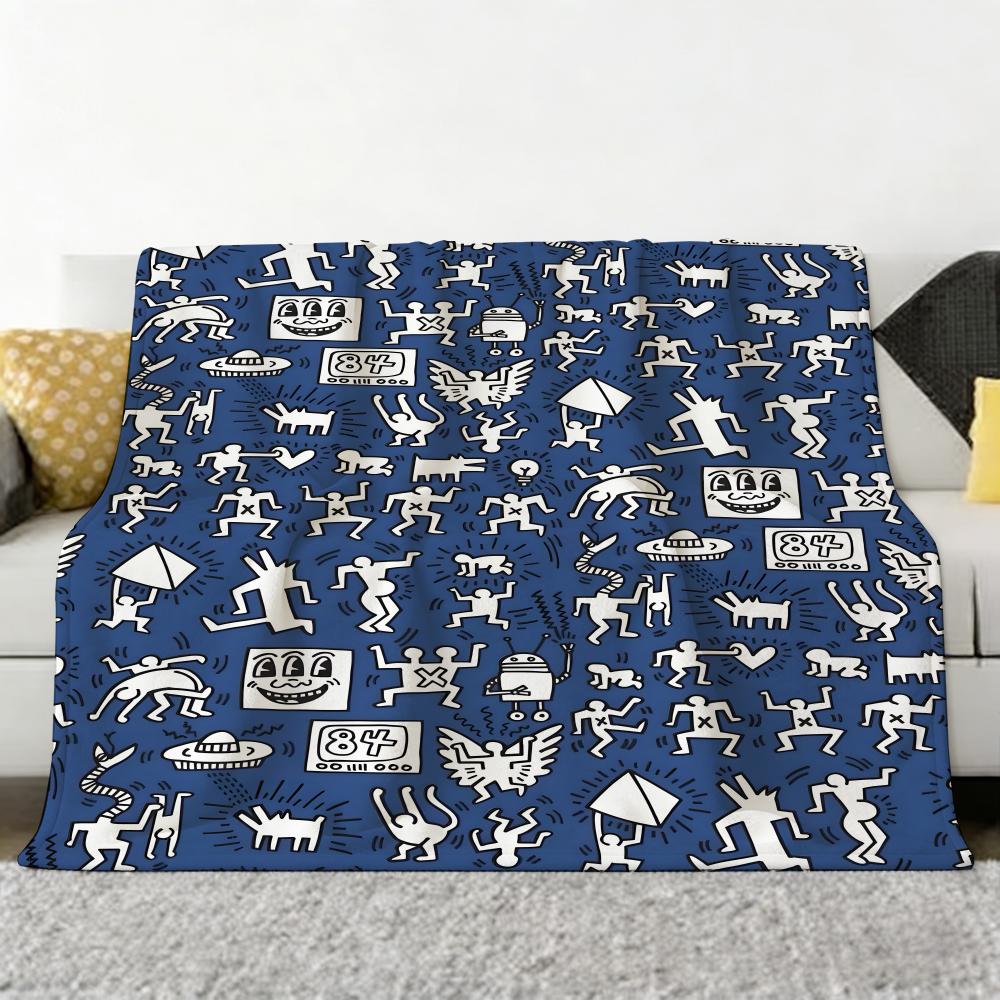 Artist K-Keith H-Haring Throw Soft Cozy Flannel Throw Blanket for Sofa Bedroom and More