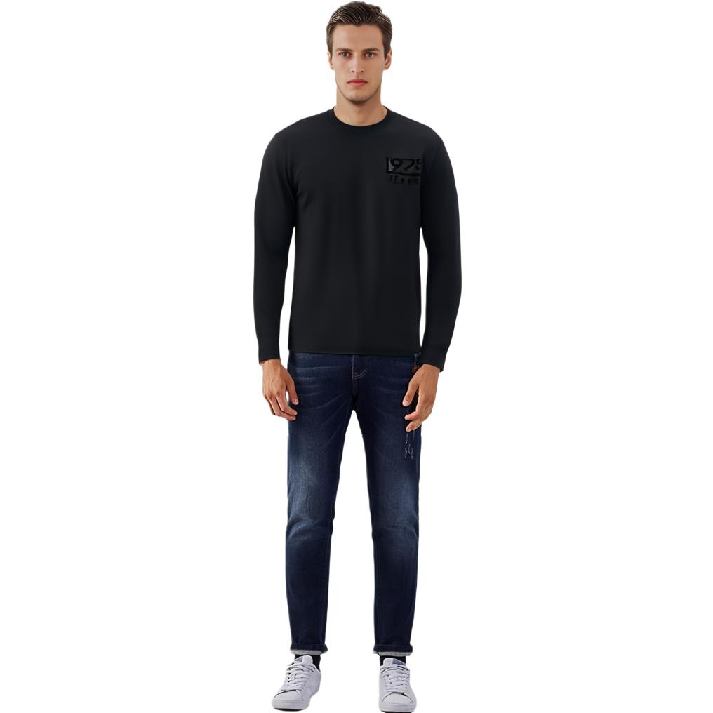 Calvin Klein Cotton Crew Neck Long Sleeve T-Shirt Men Tops Space-Black J324494