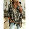 Übergrößen Damen V-Ausschnitt Fledermausärmel T-Shirt Bohemian Ethnischer Druck Lockerer Oberteil Sommer Bequem Atmungsaktiv Tägliches Pendeln Lässig Schlankmachender Stil