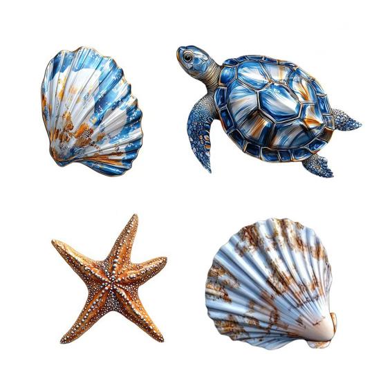 1 Набор Прибрежное Настенное Украшение Деревянная Морская Черепаха Ракушка Морская Звезда Настенный Декор Рустик Рыба Морская Жизнь Настенное Искусство для Дома Гостиной Пляжного Домика A