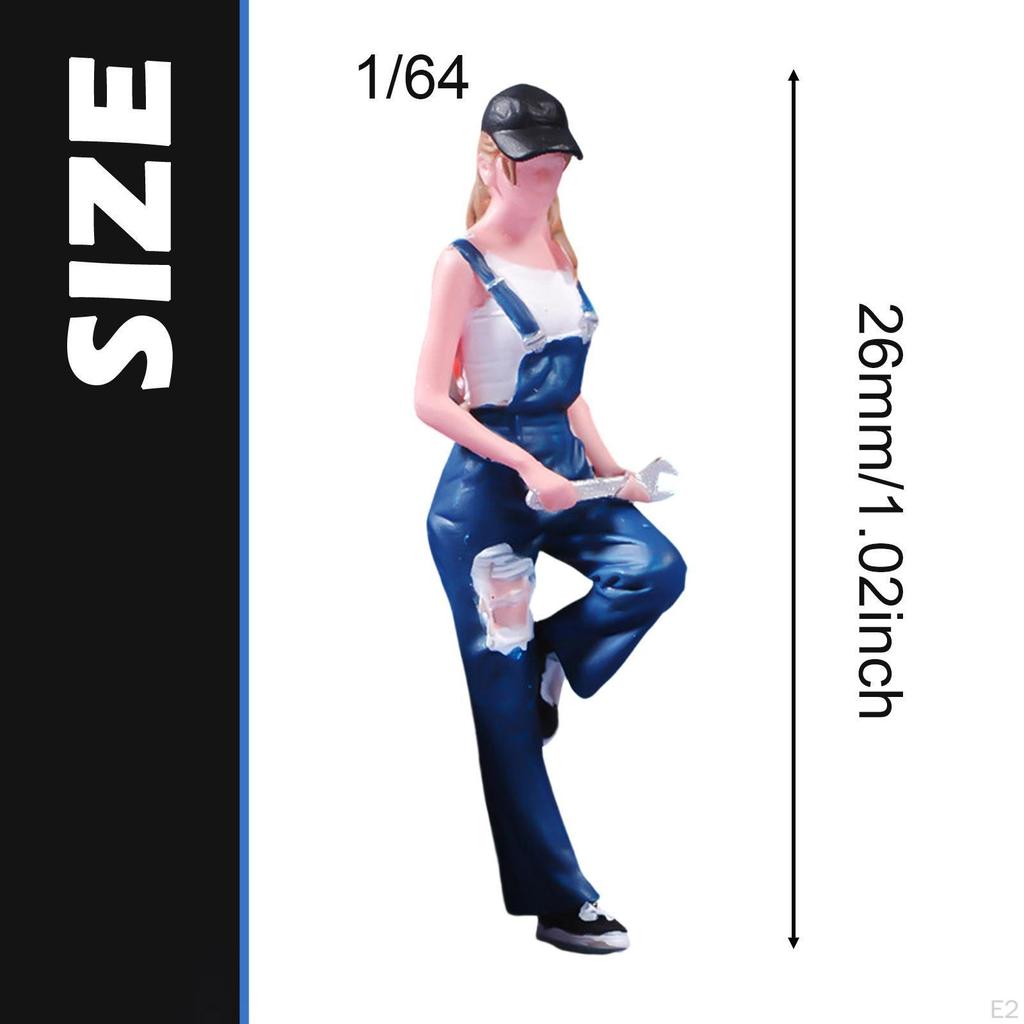 3Pcs 1:64 Miniature Figures People Figurines Female Car Decorative Photo Props Small Micro