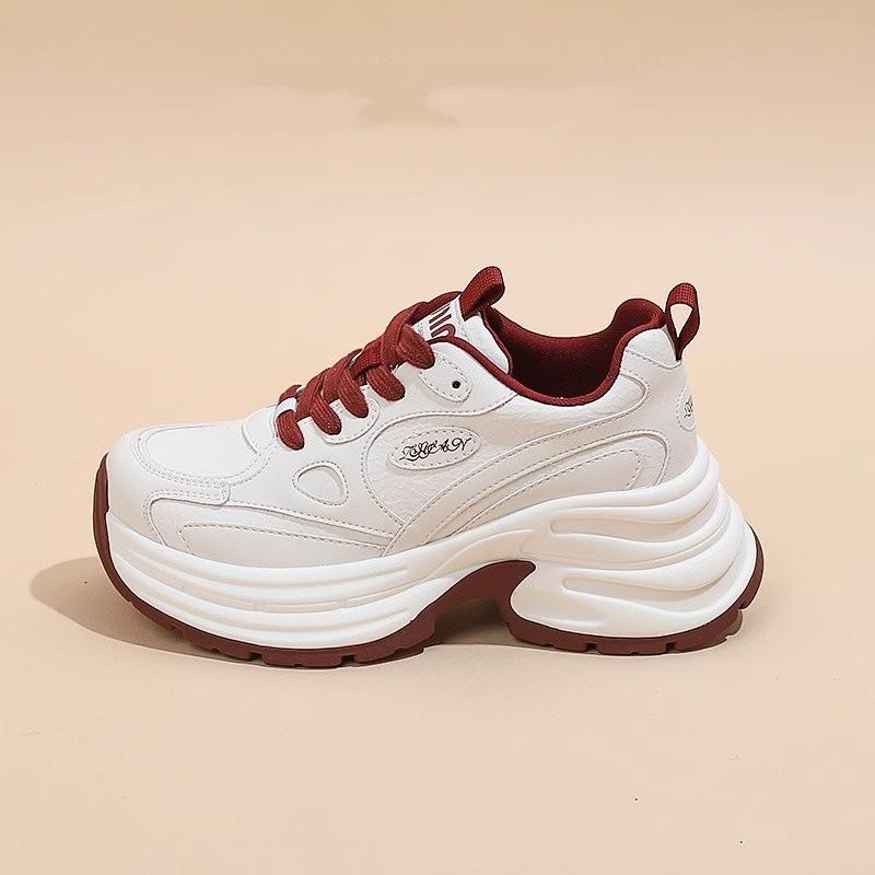 

Gu Yunshu Туфли для папы на толстой подошве, женские, осень 2024, новые, легкие, с мягкой подошвой, для спорта и отдыха, маленькие белые туфли 40 красный