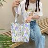 1 Vintage summer casual open shoulder bag women's Monet garden print student travel canvas tote bag