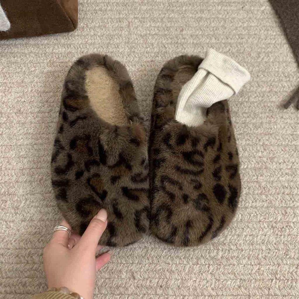 Mao Mao shoes wear lazy casual bag head in winter, half drag and one pedal, Mueller shoes, plush warm cotton shoes