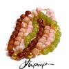 Yhpup Acryl Quadratische Perlen Kette Halskette Armband Armreif Edelstahl Handgemachter Schmuck Wasserdicht Grün Khaki Rosa Bernstein