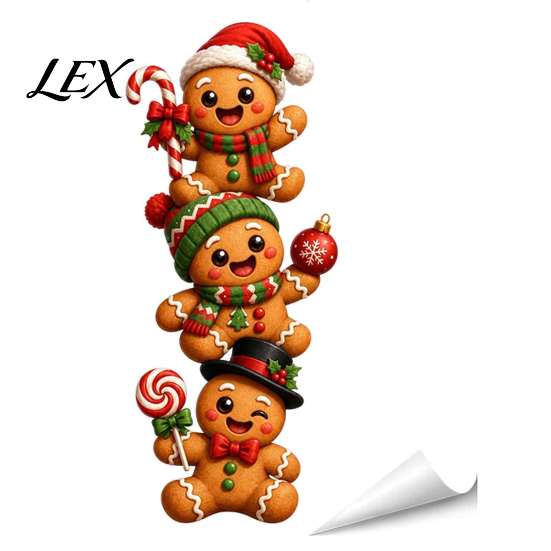Christmas Party Atmosphere Props 3D Wall Stickers, Self?Adhesive PVC Decals, Reindeer Santa Removable Stickers Gingerbread Snowman Xmas Decor