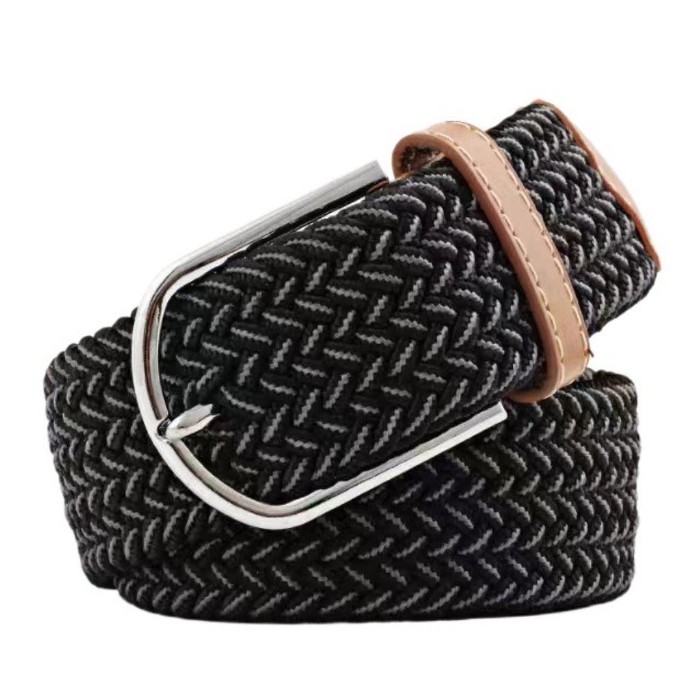 Multicolored Elastic Braided Belt No Hole Men's Waistband Durable Stretch Woven Belt  Women