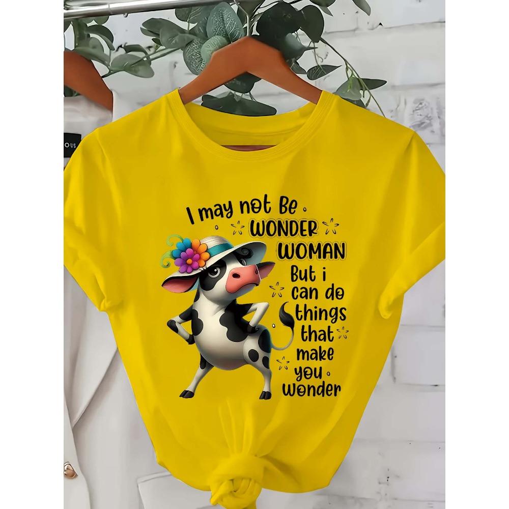 

I May Not Be Wonder Women But I Can Do Things That Make You Wonder Women s Tee Funny Cow Graphic Casual Pink Top 3XL