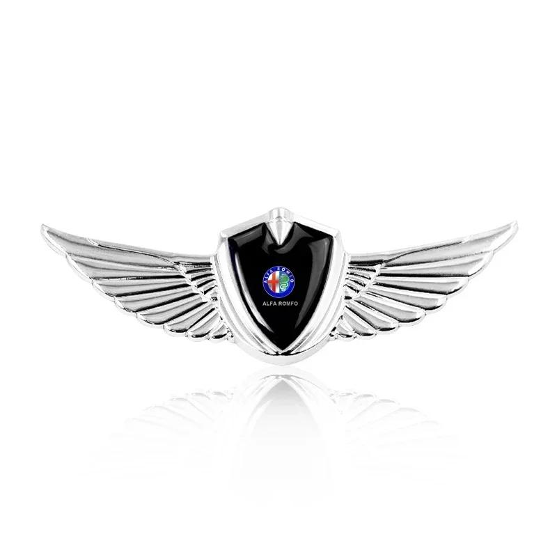 

For Alfa Romeo 3D Metal Wings Badge Car Side Marker Window Trunk Sticker Decal For Alfa Romeo Giulia Stelvio MiTo Giulietta Tona білий