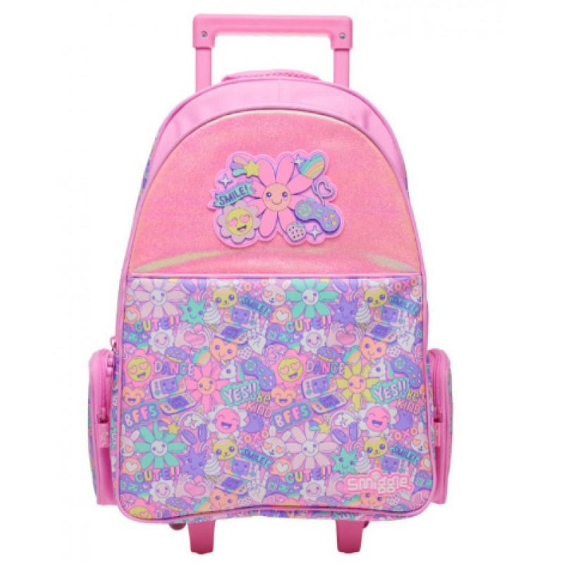 Smiggle Großer Kapazitäts Kinderrucksack Mädchen Leichte Leinwand Schultasche Mit Gepolsterten Trägern Blumenmuster 42x30cm