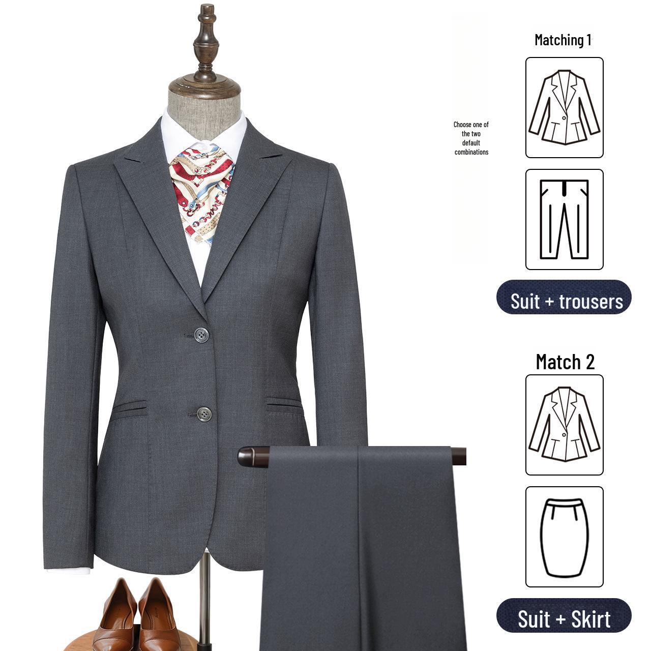 

Серые костюмы унисекс, элегантные шерстяные костюмы, женская профессиональная одежда, белые воротнички для женщин. 165/84