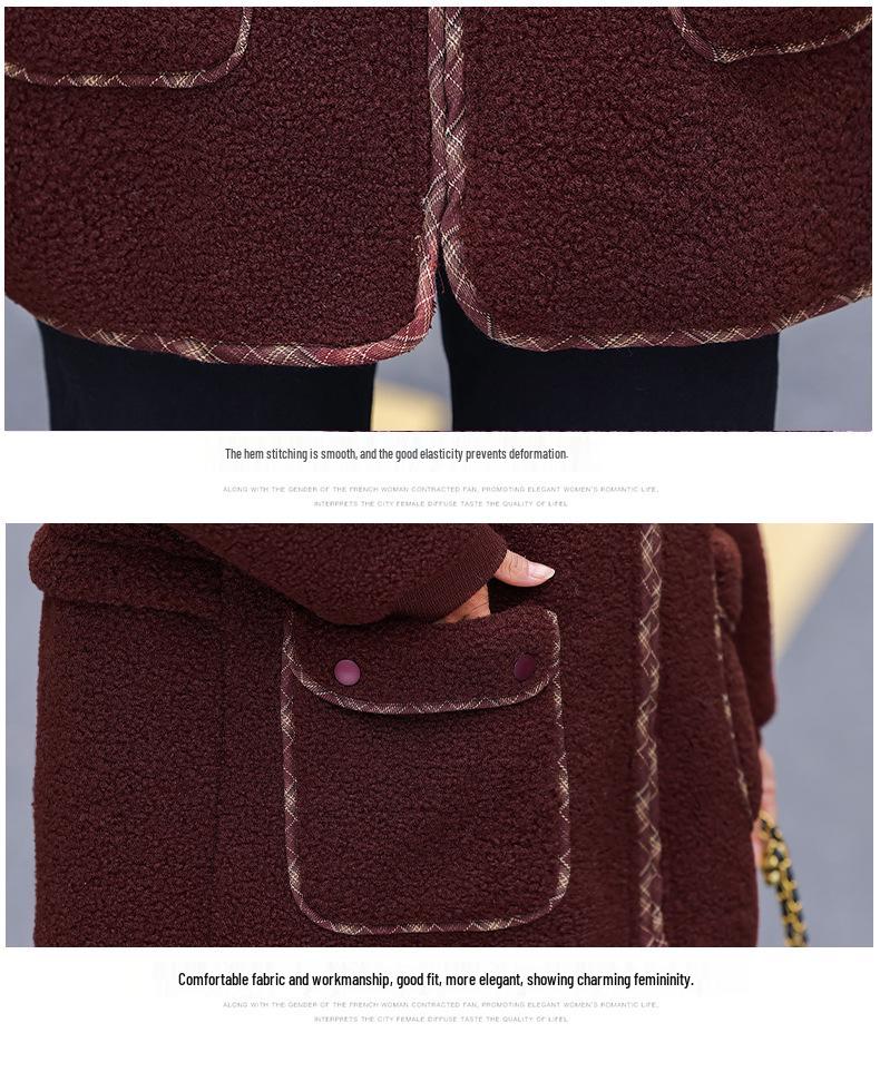 Mom's Winter Particle Fleece Hooded Jacket: Velvet-Thickened, Lambswool Cardigan for Middle-Aged and Elderly Women