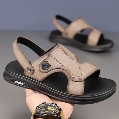 Letnie nowe męskie buty plażowe z pierwszej warstwy skóry bydlęcej sandały męskie z prawdziwej skóry oddychające sandały z miękką podeszwą antypoślizgowe klapki męskie