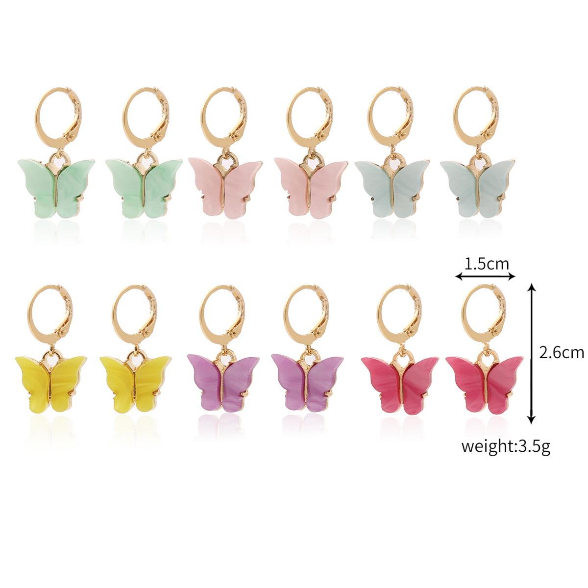 

Ins Модные серьги Animal Love Серьги Candy Color Butterfly 6 шт. Комплект сережек с пряжкой Trendy Earrings 2025 Повседневные украшения