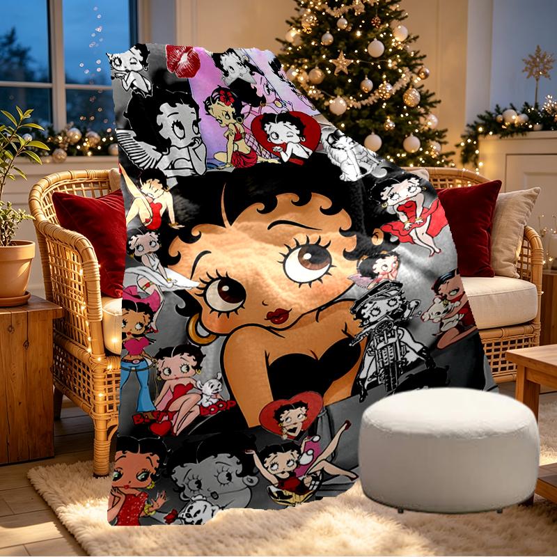 Betty Boop Print Blanket - Soft & Comfortable, for Bedroom, Travel, Sofa, Home Decoration - Birthday Christmas Gift for Friend