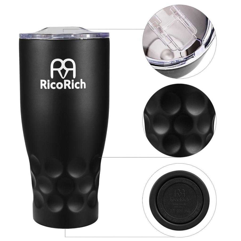 RicoRich Vacuum Insulated Tumbler with Lid Stainless Steel Double Structure 900ml Black (RRWB11-BK)