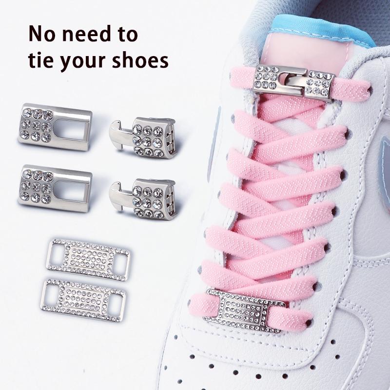 Tennis Silver Diamond Buckle Shoelaces No Tie Shoe Laces Elastic Laces Sneakers Without Ties Flat Shoelace for Shoes Accessories