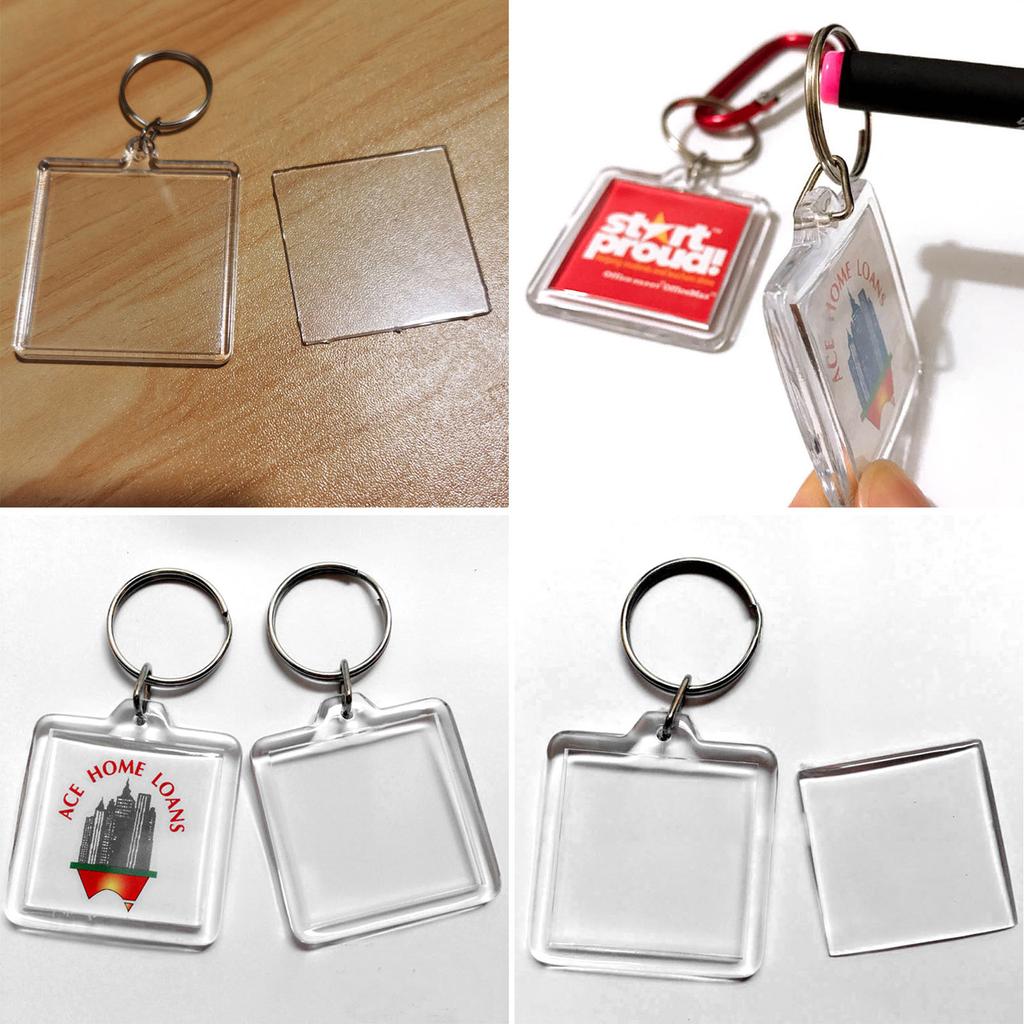 10Pcs Clear Acrylic Photo Frame Keychain Photo Insert Keyrings Blank Various Shapes DIY Keychain Picture Frame Keyring