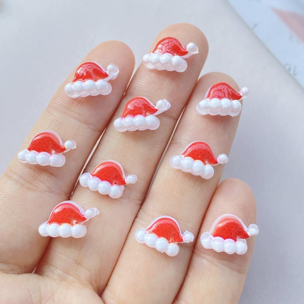 50pcs Resin Mini Colorful Christmas Snowman Tree Santa Claus Deer Flatback Figurines Nail Art DIY Scrapbook Accessories Crafts
