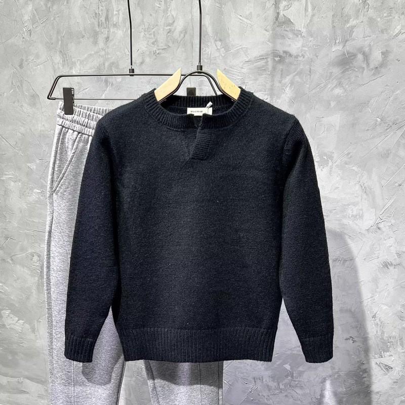 Mens V-Neck Knit Sweater Long Sleeve Casual Pullover Winter Youth Loose Fit Solid Color