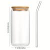 Reusable Glasses with Bamboo Lids and Glass Straw Beer Can Shaped Drinking Glasses Iced Coffee 2 Cleaning Brushes 17oz 4Pc Set