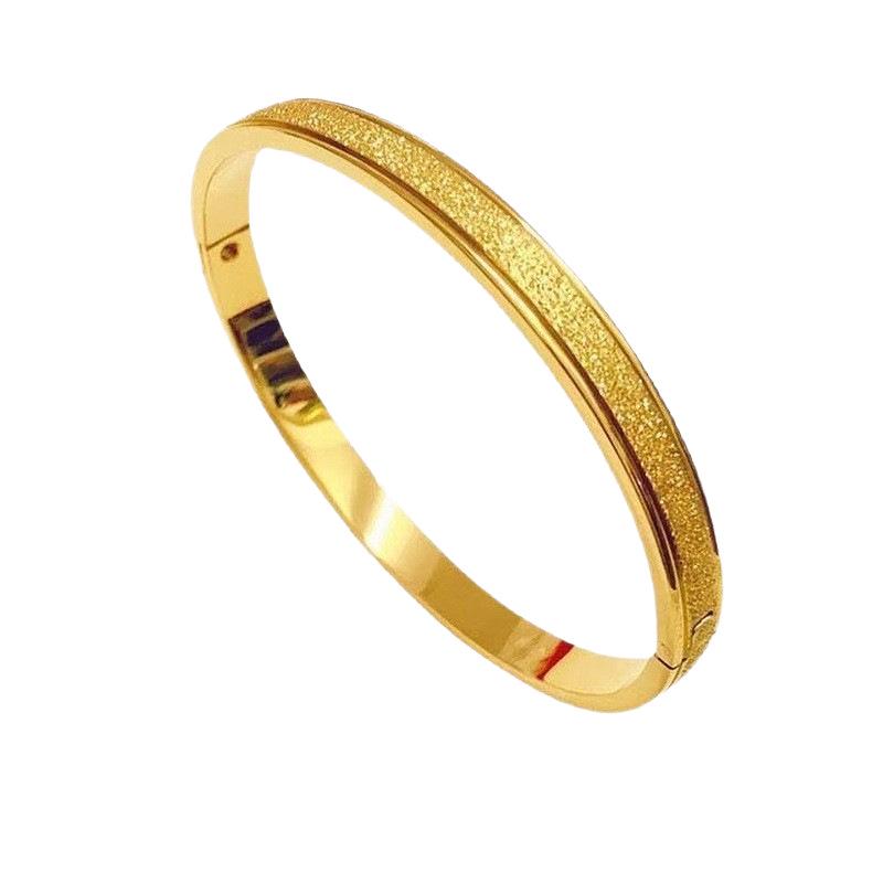 Women's Frosted Open Bangle: Lightweight, Electroplated Gold, Exquisite Fashion Accessory